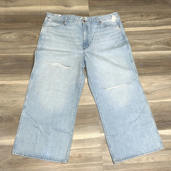 Wrangler high rise wide leg blue denim jeans size 35 PLUS NEW NWT - Picture 3 of 9